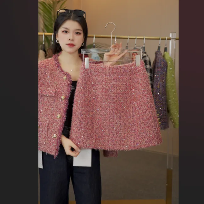 【半身裙】MSSY美舒尚衣，小香风气质网红时尚名媛秋冬粗花呢60105