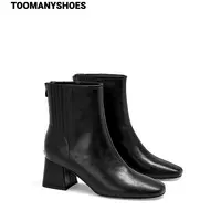 Toomanyshoes靴子25秋冬新款自在表达尖头高跟牛仔短靴西部时装靴