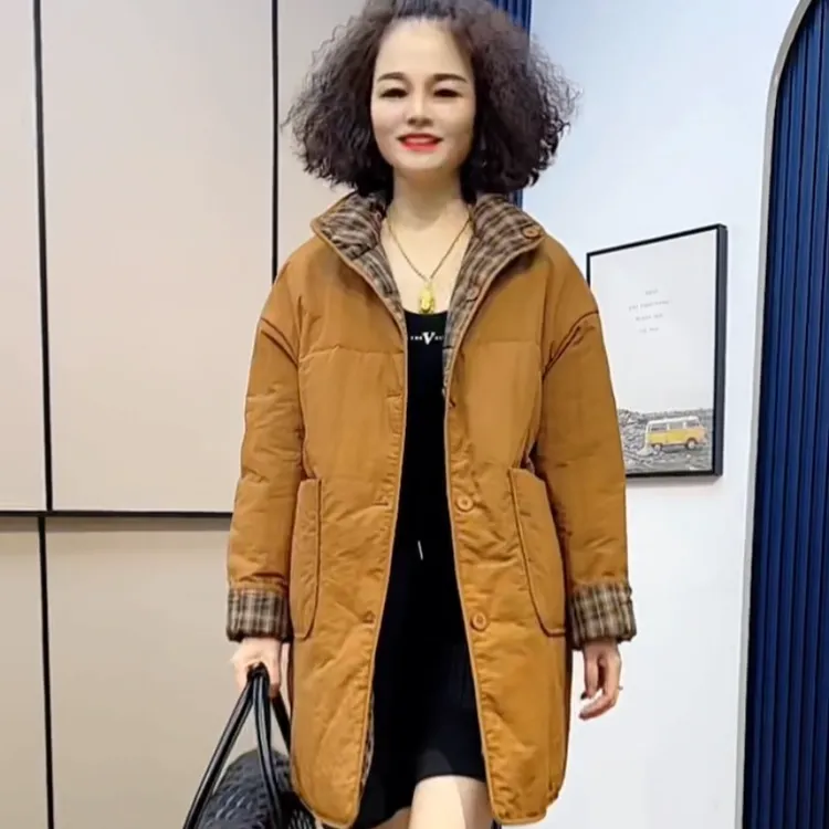 格子款可二面穿棉衣外套（卡码拍小）