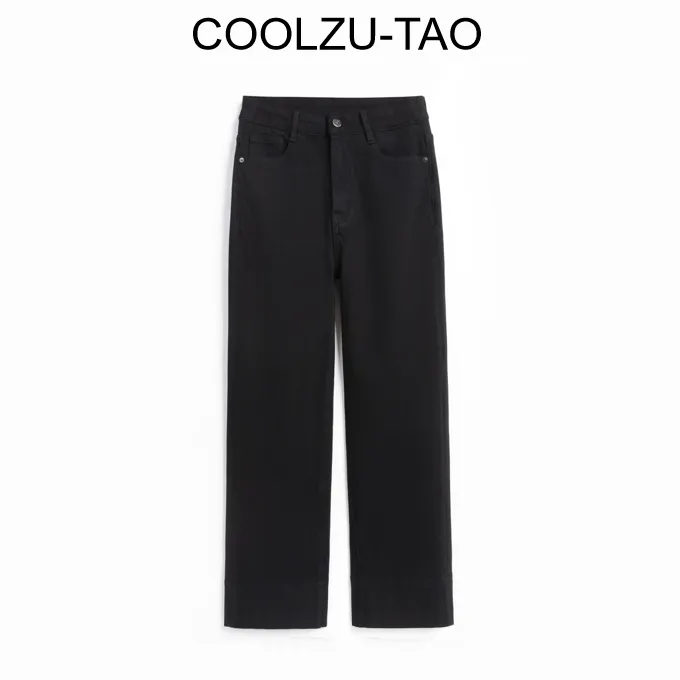 COOLZU-TAO/陶柯竹特黑色莫代尔四面弹薯条裤秋冬显瘦百搭牛仔裤