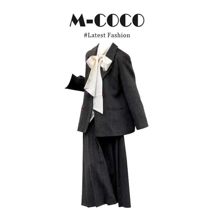 INS CEC通勤气质减龄衬衫外套半身裙2025春秋慵懒风宽松三件套