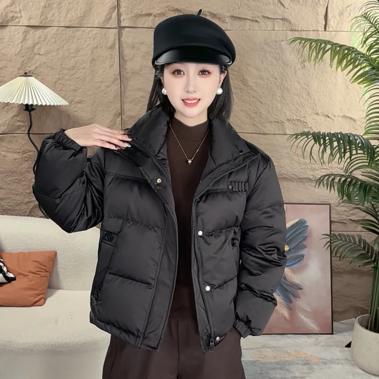 新款冬季厚保暖丝光绸面冬季加厚羽绒服保暖外套女显瘦气质外套