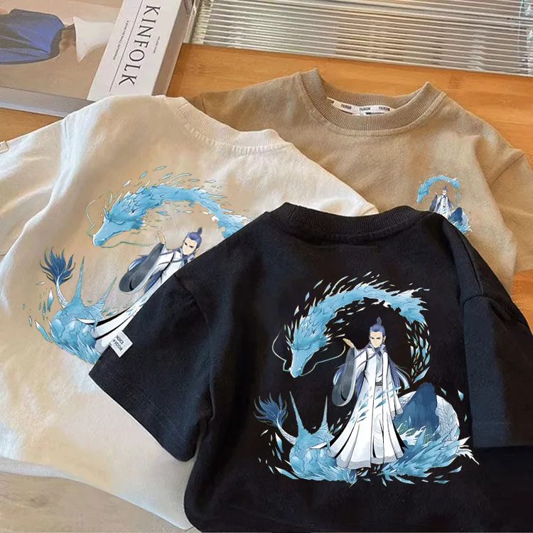 爆卖10万+哪吒敖丙卡通春夏新款男女中小儿童短袖t恤纯棉圆领百搭