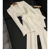 2593新款欧美风常规款女纽扣西装西服高腰白色韩版宽松修身