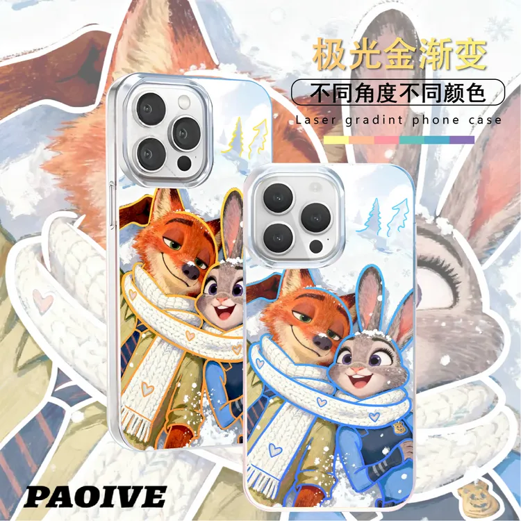 动物城尼克朱迪情侣适用苹果华为vivo一加iPhone小米极光金手机壳