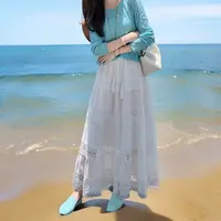 【现货】油画少女半裙 天丝蕾丝刺绣拼接蛋糕裙