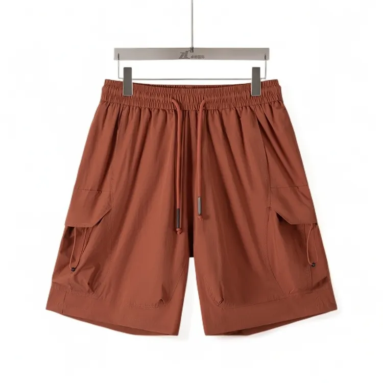 美式复古速干短裤宽松松紧腰头多口袋简约百搭吸湿轻盈透气情侣裤