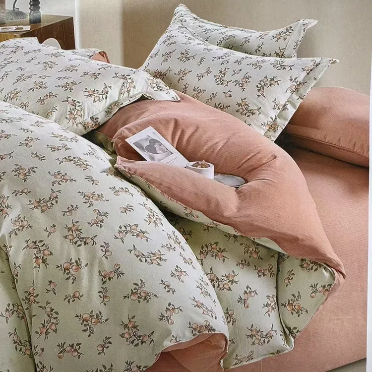 春款木棉绒四季可用小清碎花四件套印花