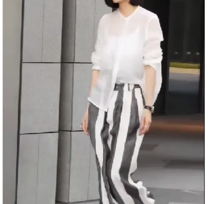 2025春季新款时尚女装网红潮流气质薄款衬衫裤子野66