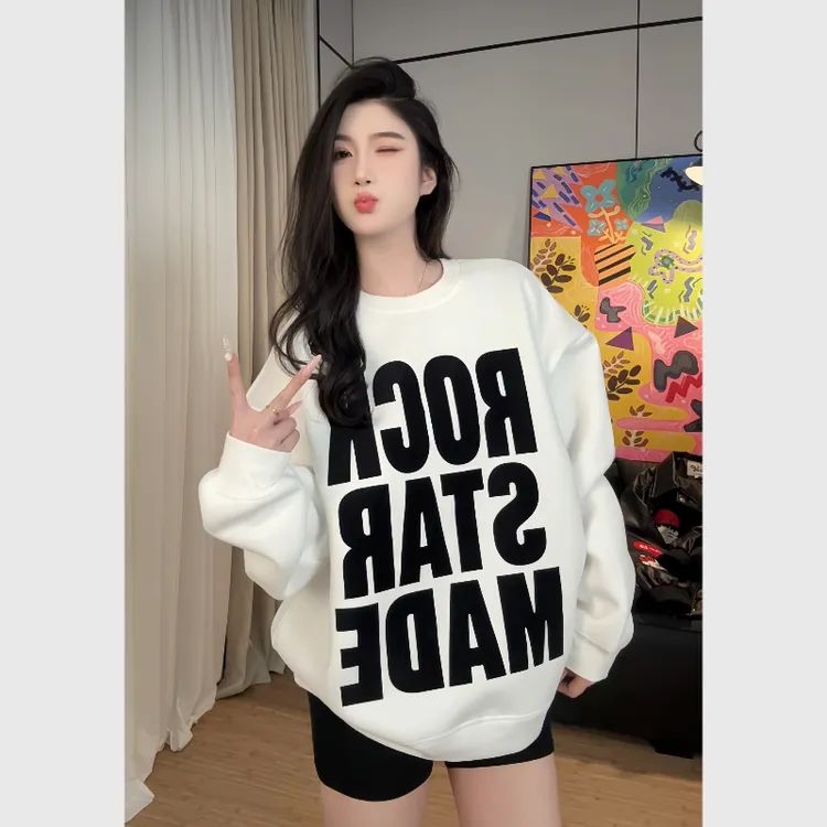 ROCK潮流重磅套头卫衣男女同款秋冬宽松时尚加厚保暖卫衣