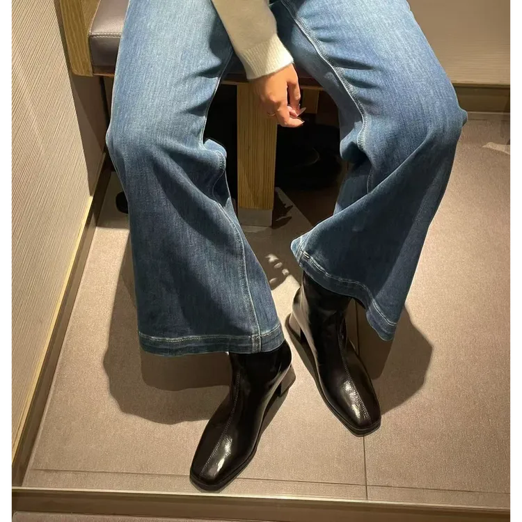 【双十一热卖】LUXESOLE百搭黑色高跟短靴子秋冬城市同款游牧风