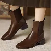 GS-T8洋气小短靴及裸靴女2025新款经典简约女士通勤粗跟马丁靴