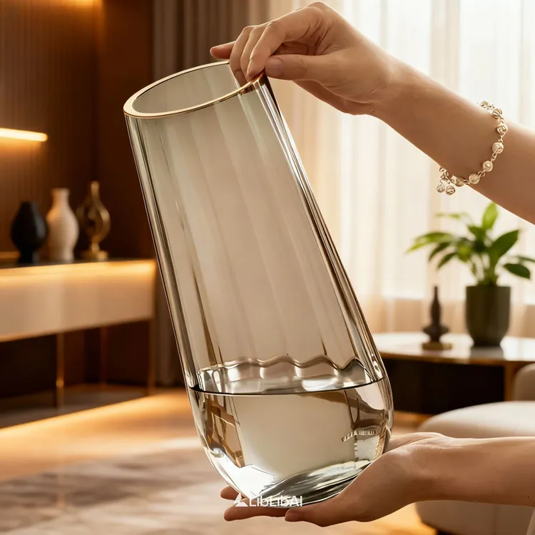 高级感简约透明玻璃花瓶插花器水养玫瑰专用客厅装饰水培器皿鲜花