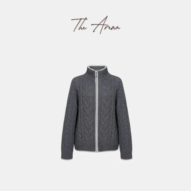 THEARENA“至柔奢宠”羊毛羊绒极细羊绒针织绞花外套XY-6575