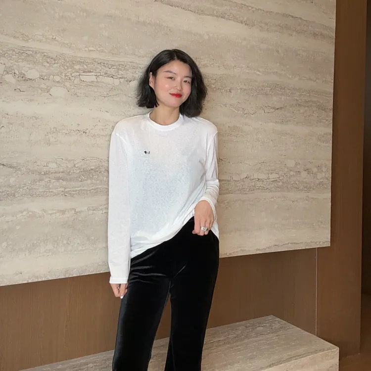 TANTAN 显瘦休闲宽松圆领秋季T恤打底衫3025