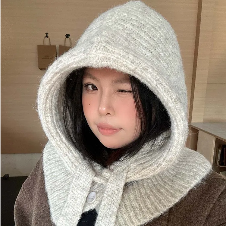 【橙子家】韩版巴拉克法帽子女冬季新款保暖防风百搭针织毛线帽