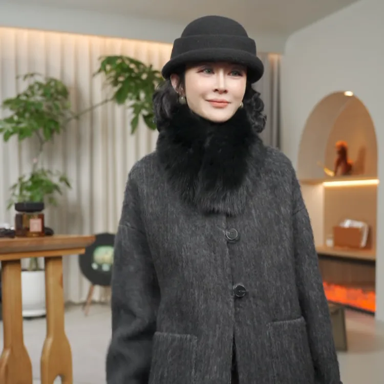 【暖冬叙事】苏力羊驼复古氛围感单排扣大衣外套ZXA106