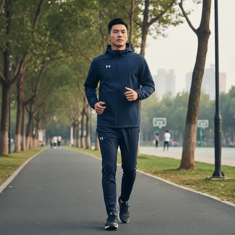 秋正品安德玛UA户外简约防泼水男运动休闲梭织连帽夹克外套411