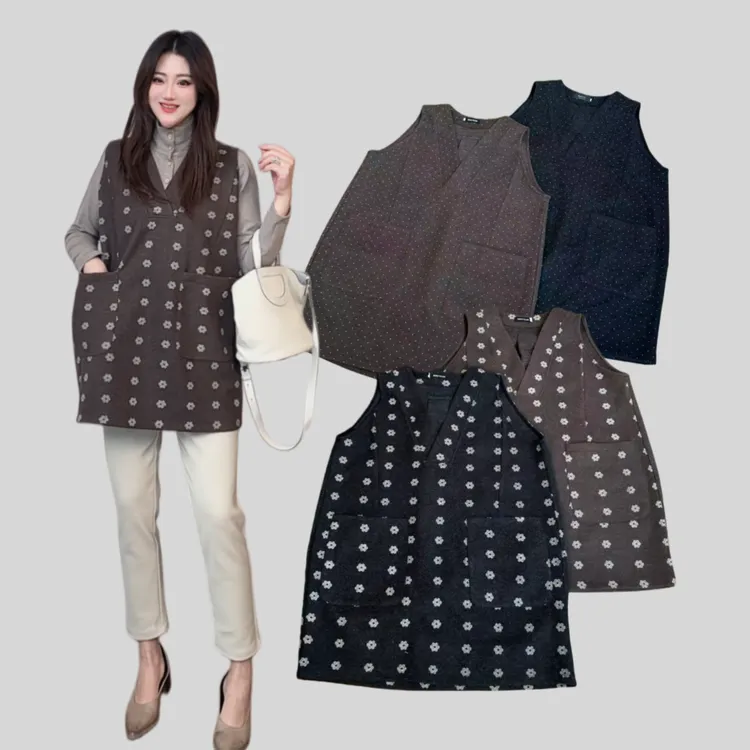 【YANLI】5301秋冬加厚毛呢V领马甲背心裙