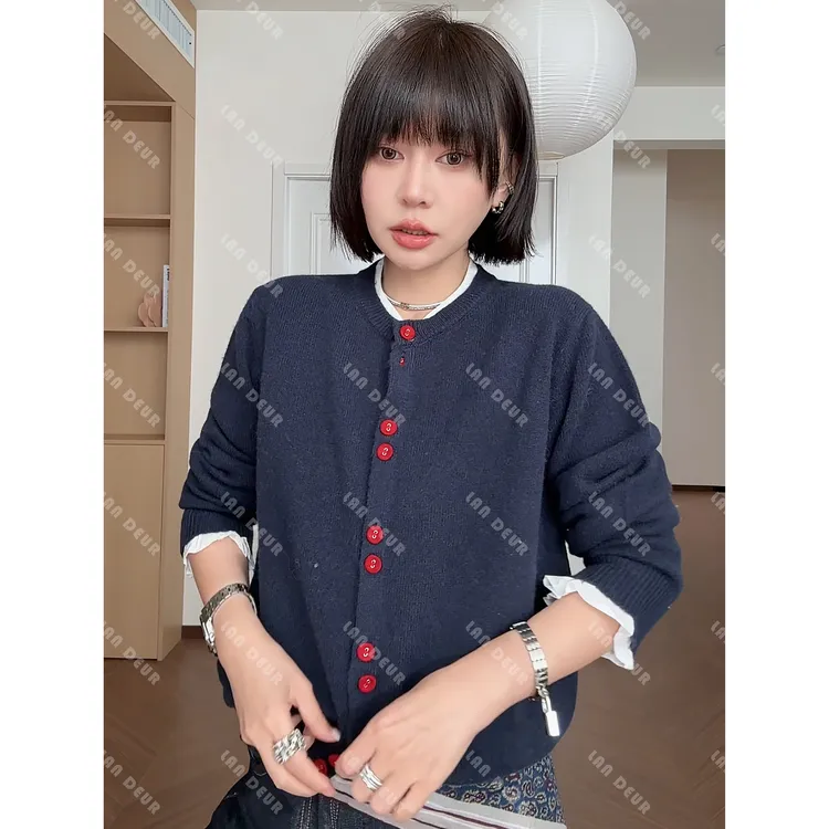 【热恋凛冬】100绵羊毛时尚百搭温柔复古洋气假两件圆领百搭针织衫