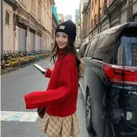 雪松奶贝~韩代粗棒针重工立领毛衣