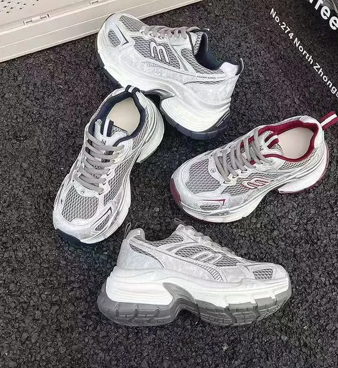 【华小姐】秋季新款时尚潮流圆头厚底透气百搭休闲鞋5801