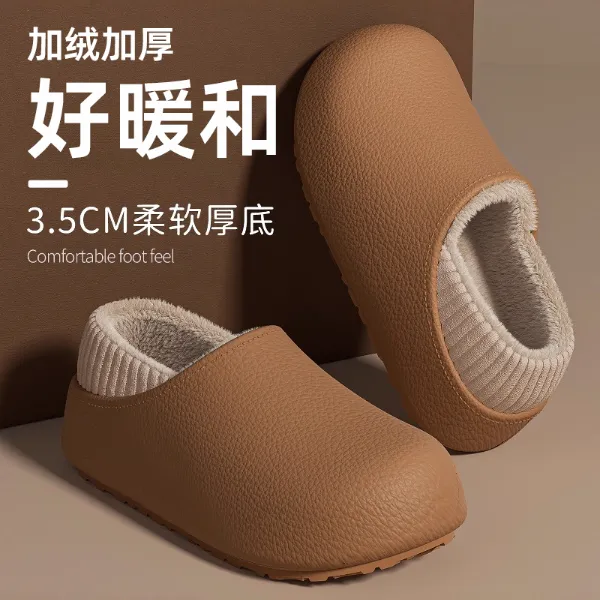 复古勃肯鞋加绒2025新款厚底防滑保暖可外穿居家毛毛拖冬天防水
