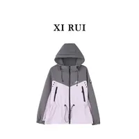 迎风外套 轻拒水撞色连帽可收腰夹克外套上衣-AJ17