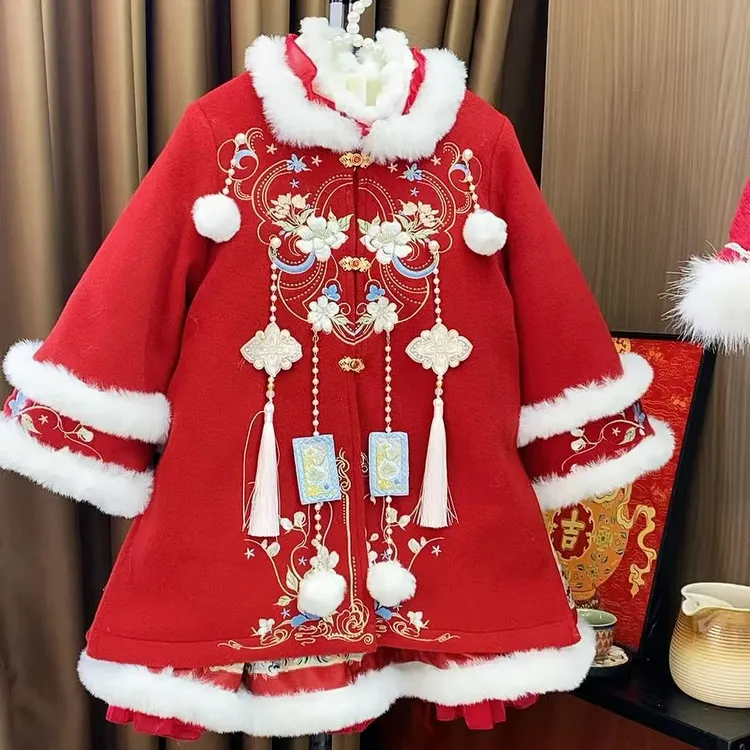 国风【-福气满满-重工两件套】国风拜年服套装秋冬女童’ 童甜美