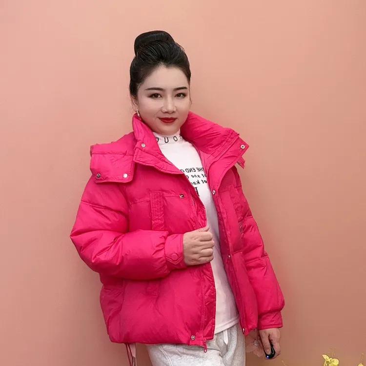 连帽宽松棉衣加厚棉服韩版短款冬季小个子棉服