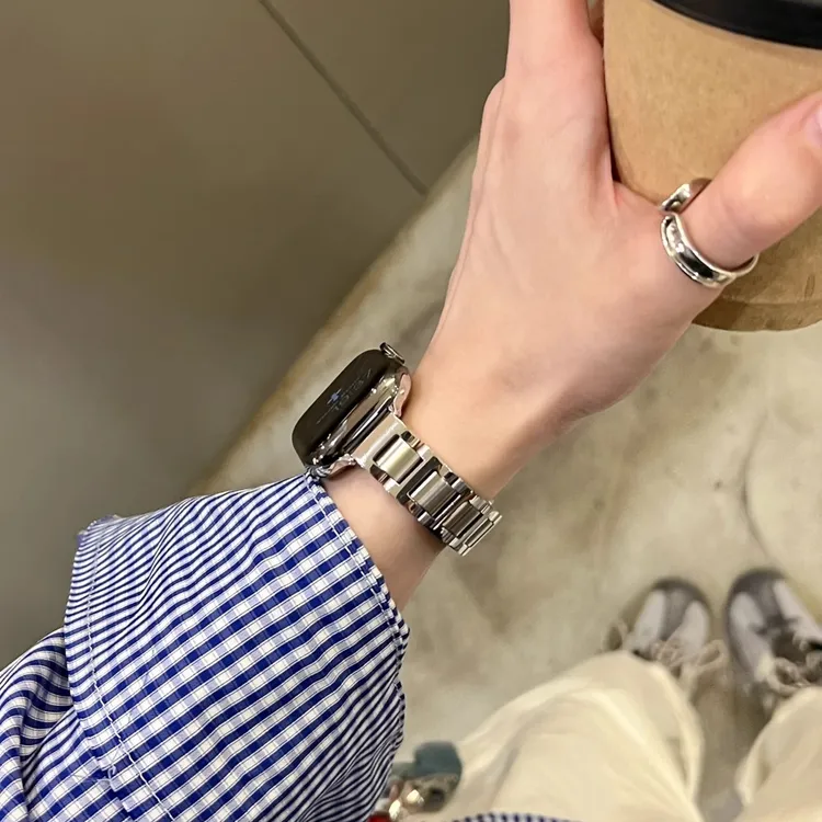 不锈钢蓝气球表带适用applewatch3456789代S7S8S9S10iwatch高级感