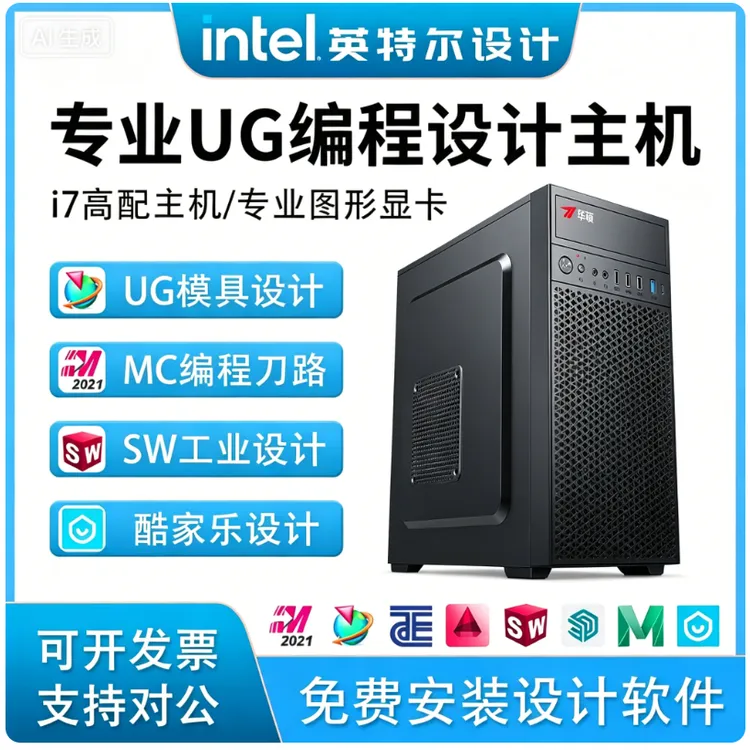 未拆封 ASUS/华硕 台式i7工作站剪辑SW/UG编程CAD建模组装电脑商品图