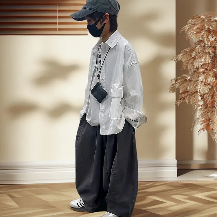 【刘刘妈】2025春秋新款衬衫时尚裤子休闲百搭纯色简约宽松套装