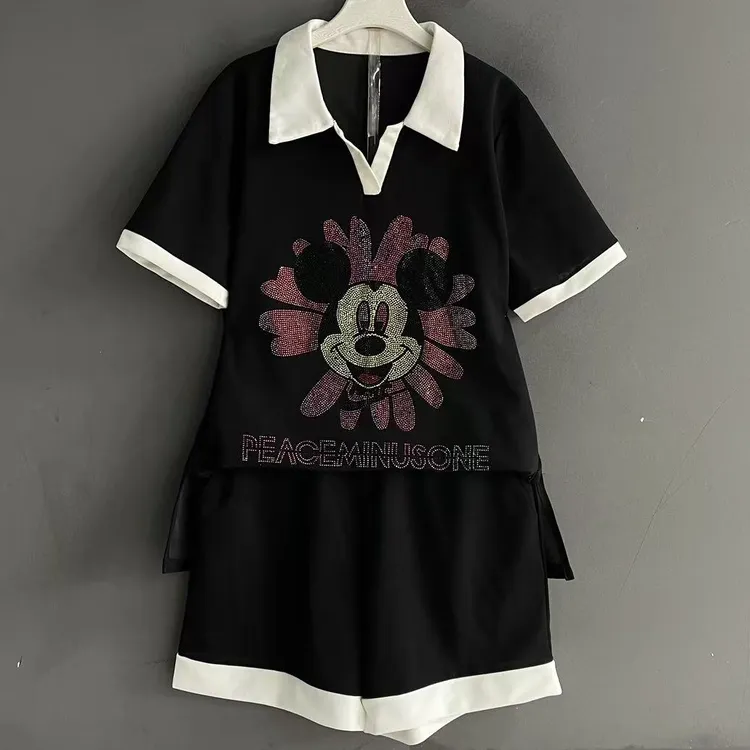 大码女装夏季短裤两件套套装