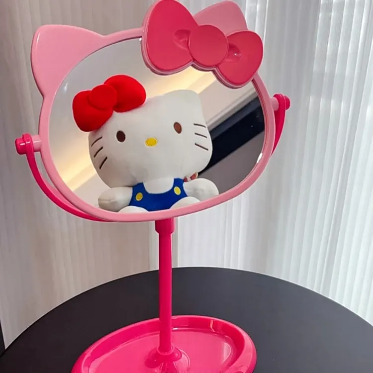 高颜值HelloKitty台式化妆镜公主镜双面旋转镜学生宿舍桌面梳妆镜