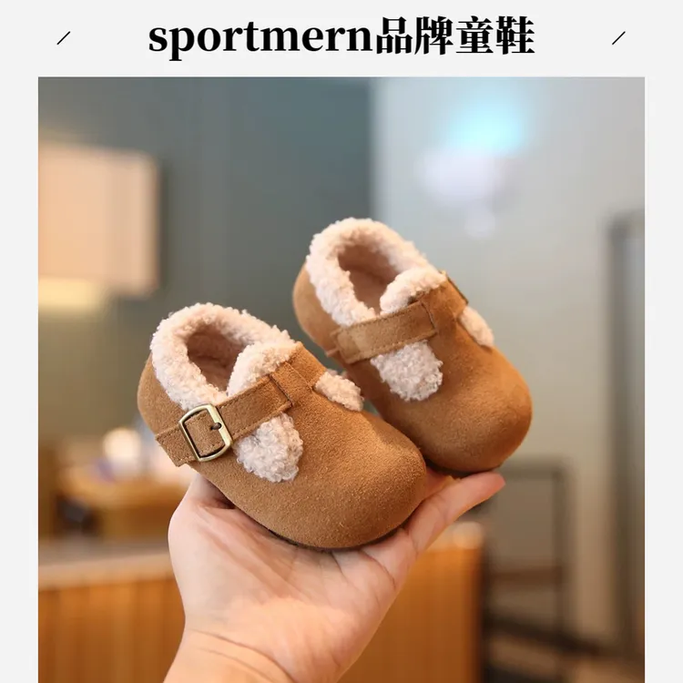 Sportmern秋冬宝宝学步鞋勃肯鞋软底防滑加绒男女婴儿复古幼儿鞋