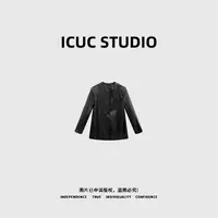 ICUC STUDIO-【墨尔本高订欧货V领皮衣】极简百搭皮衣外套2661