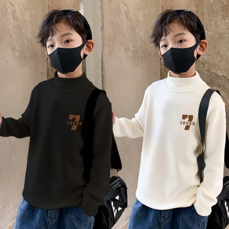 男童双面德绒2025秋冬新款儿童打底衫半高领中大童保暖长袖t恤潮1