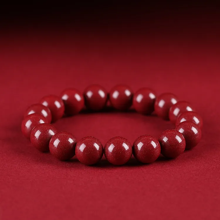 含辰砂工艺品朱砂【素圈手串】 经典百搭男女款 高含量手串手链