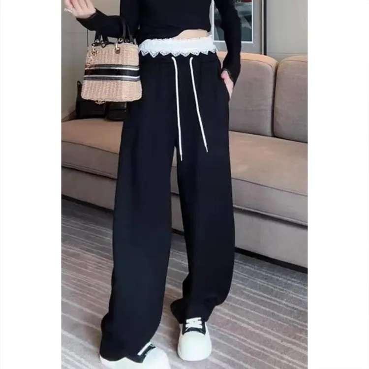 艾塔莉阔腿休闲裤子女春季新款梨形身材胖mm显瘦大码弯刀裤小个子