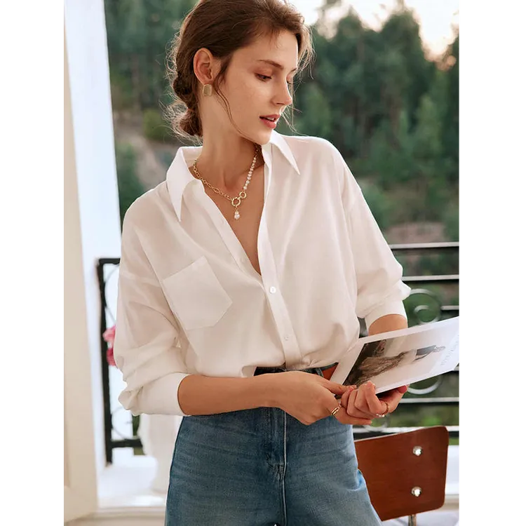 法式通勤职业白色衬衫女春秋新款休闲百搭设计感小众内搭叠穿上衣