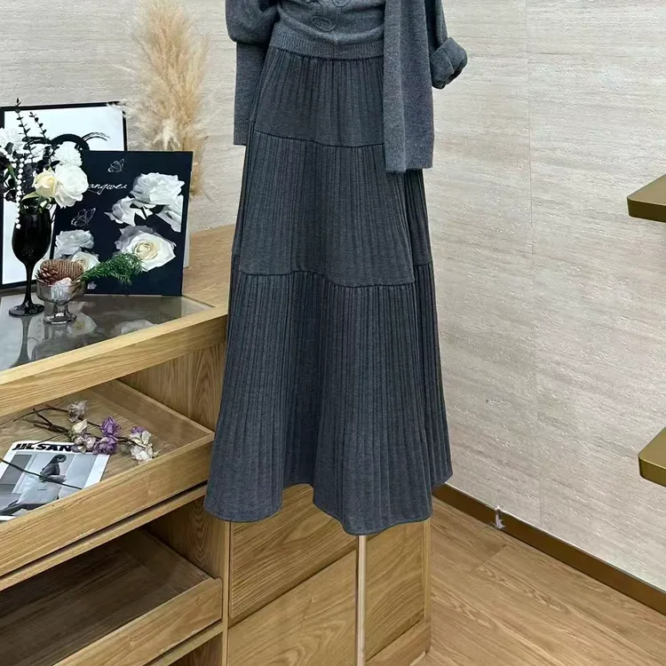 【循环心动】三重温柔度假风简约高腰显瘦垂感半裙-9580-1238