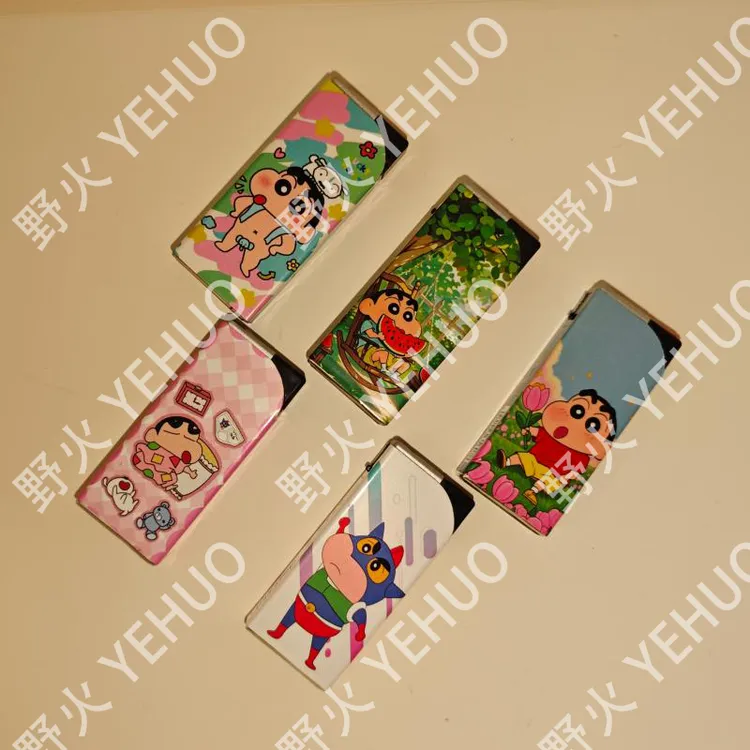 YEHUO/野火防风打火机新款卡通小新宽版蓝焰直冲创意礼物男友商超