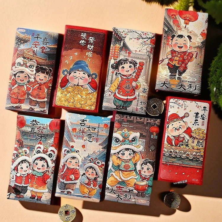 5包30个国潮新年2025新款国风蛇年高端利是封不掉色不掉漆硬卡纸