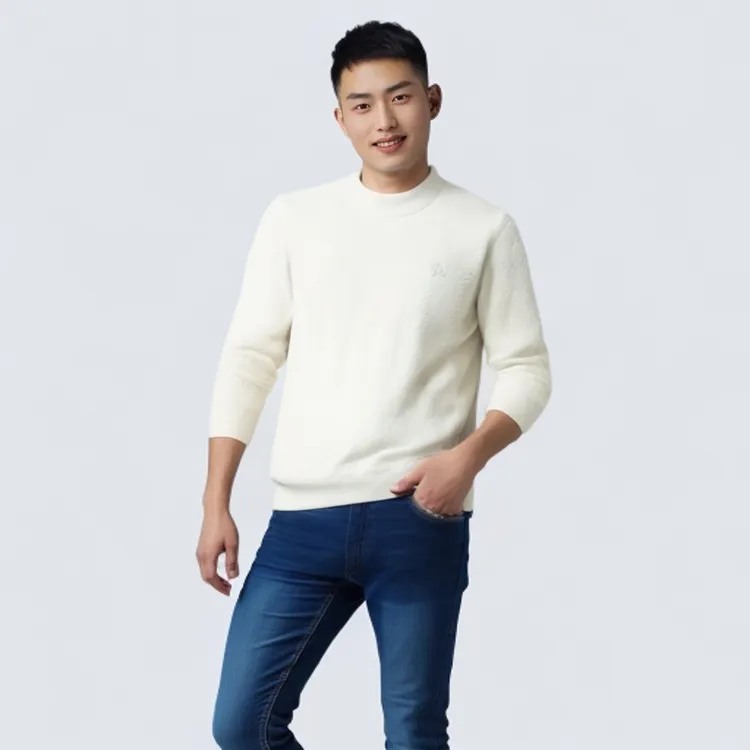双面绒半高领厚款提花长袖卫衣保暖冬季打底衫加厚宽松男款卫衣