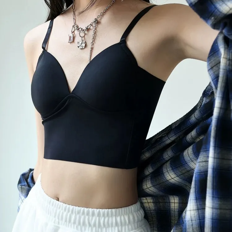 DENGDAHA「小胸必备」外穿吊带背心打底内衣文胸一体美背HBZA909606