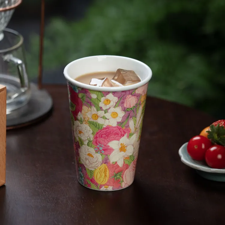 【爆款可乐杯】景德镇高温白瓷彩绘奶茶杯可乐杯牛奶杯水杯