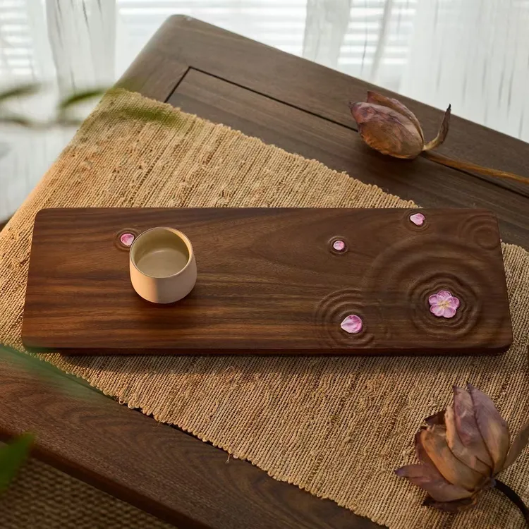 伊隆山 涟漪 知否-茶盘 柚木手工雕刻