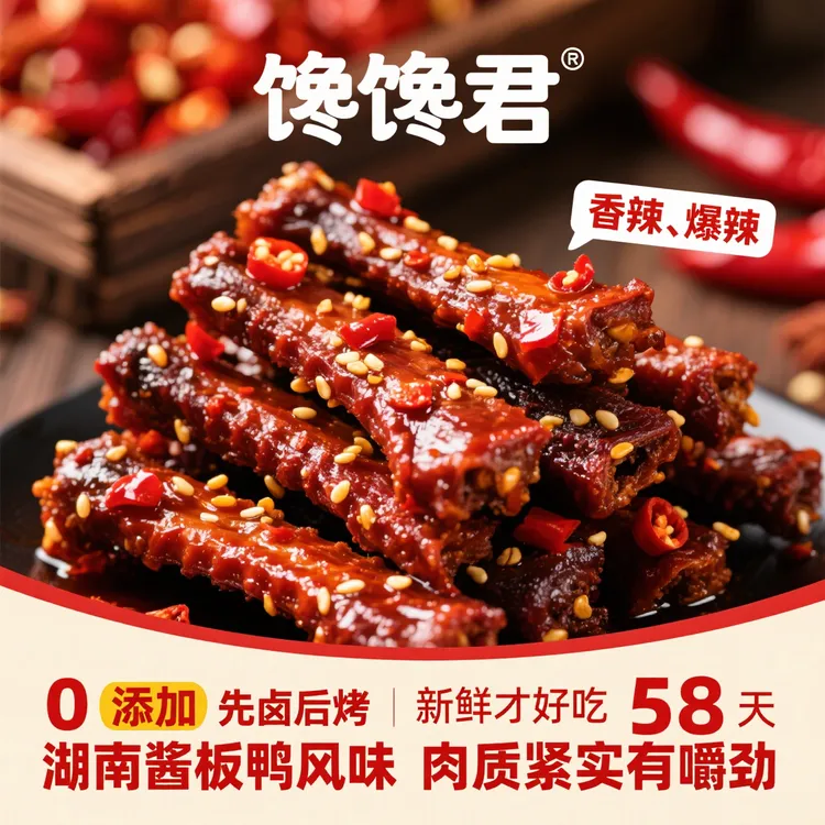 【短保锁鲜】馋馋君香辣炭烤酱板鸭翅中爆辣追剧小零食麻辣卤味
