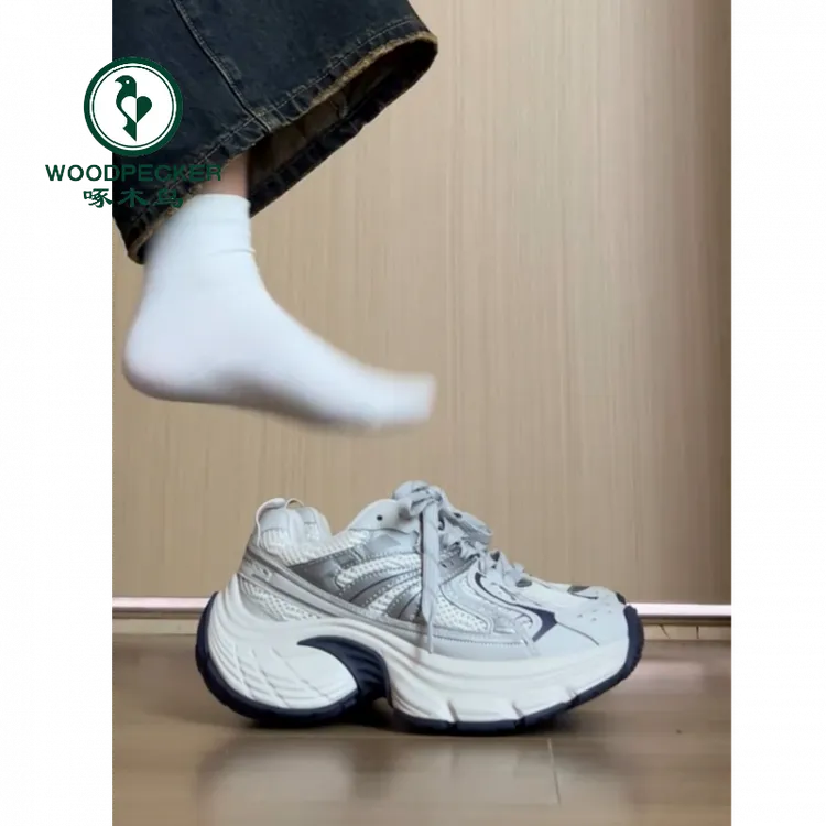 啄木鸟小众复古厚底老爹鞋女2025春秋爆款轻便百搭增高休闲运动鞋